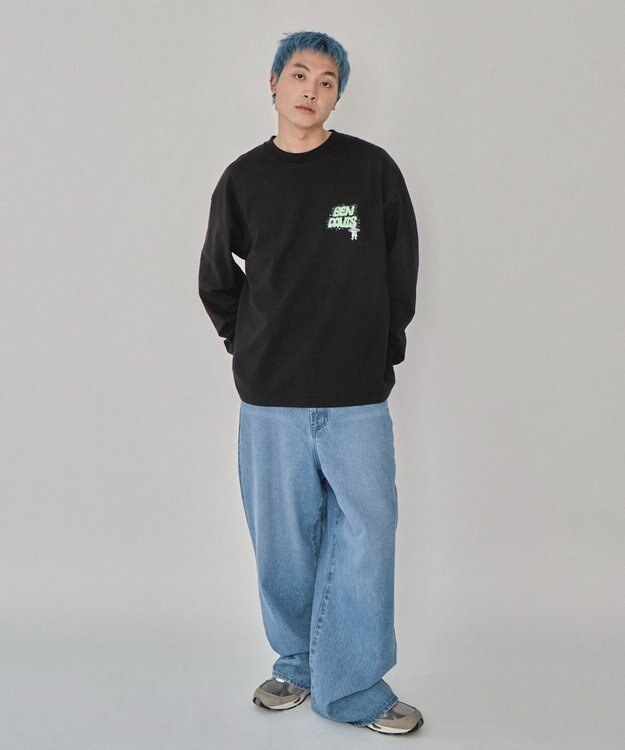 WEGO 【ユニセックス着用ITEM】別注BENDAVISグラフィックT（LS） ブラック