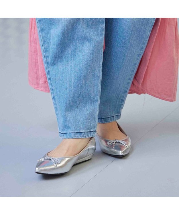 MODE ET JACOMO <MODE ET JACOMO>【レイン対応】リボンバレエシューズ シルバー