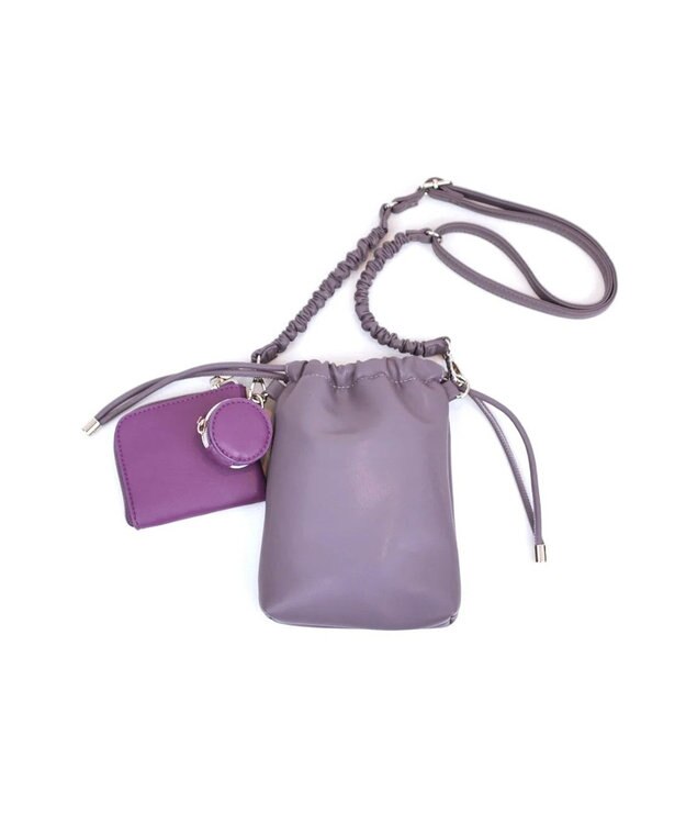 UNBILLION cachecache バンジーコード巾着スマホショルダー パープル