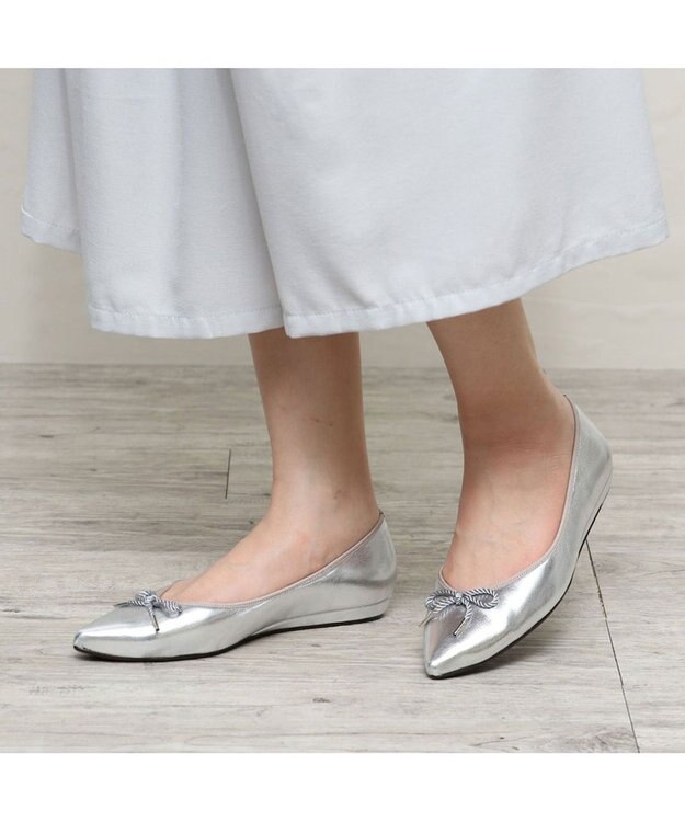 MODE ET JACOMO <MODE ET JACOMO>【レイン対応】リボンバレエシューズ シルバー