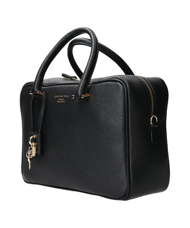 INTER-CHAUSSURES 【CHRISTIAN VILLA】ベーシックレザーハンドバッグ ブラック