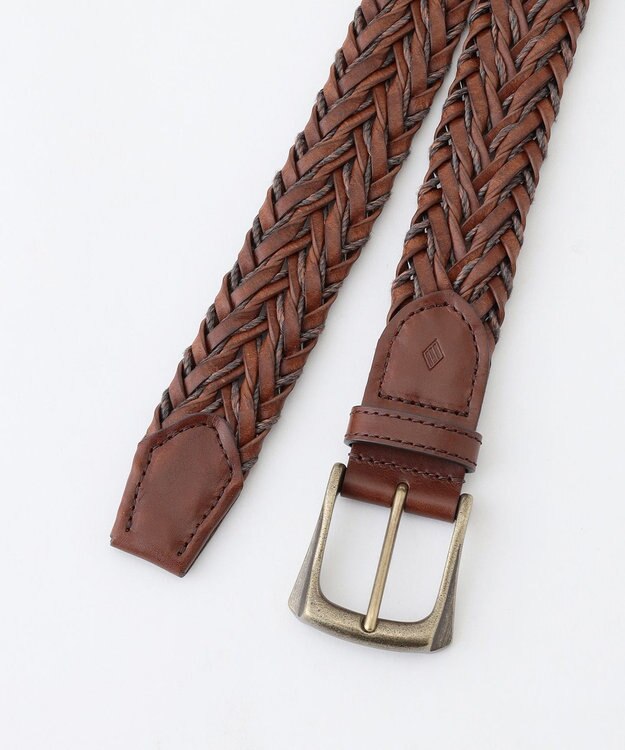 JOSEPH ABBOUD 【イタリア素材/日本製】ヴィンテージライクブレイドレザー ベルト キャメル系