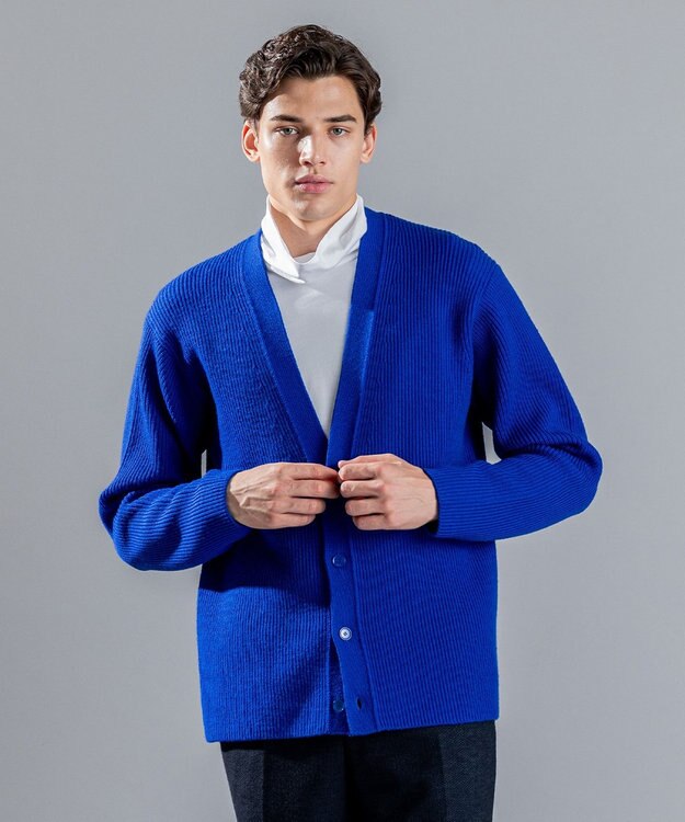 JOSEPH HOMME アコーディオンメリノ　ニットカーディガン ブルー系