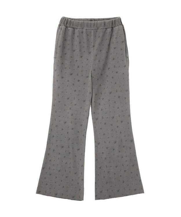 earth music&ecology フラワーピグメントリブフレアパンツ Charcoal Gray