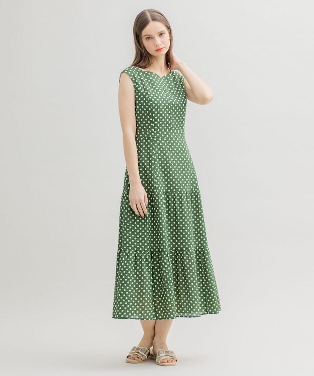 TOCCA 【洗える】MELODY ロング丈ドレス グリーン系5