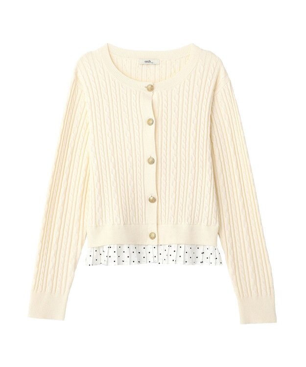 earth music&ecology 【予約】プリーツレイヤーケーブルニットカーディガン Ivory