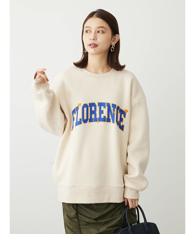 Green Parks ・Ｄｏｕｂｌｅ　Ｆｌａｇｓ　ロゴｐｔ＆刺繍スウェット Ivory