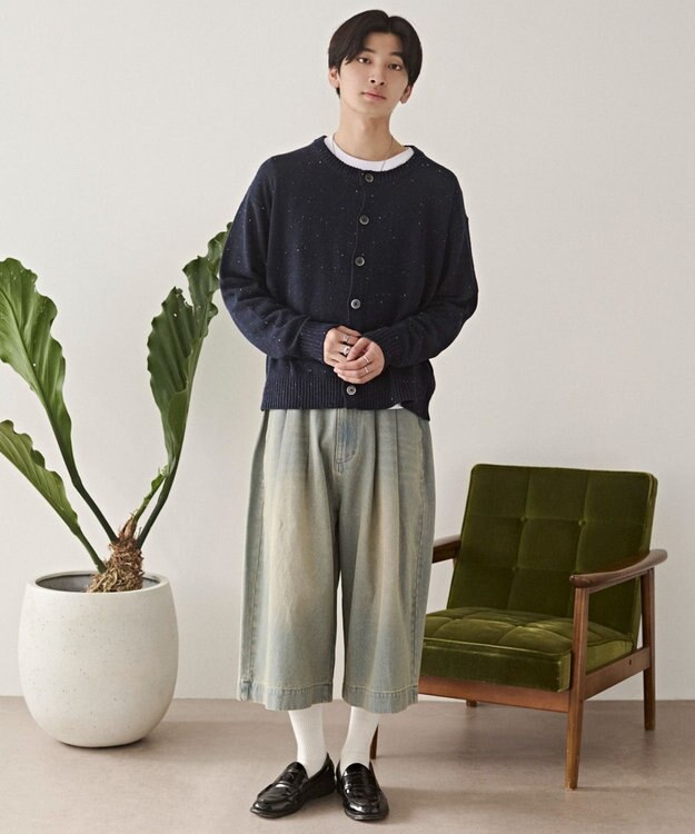 WEGO クロップドワイドデニムパンツ デニム淡加工色