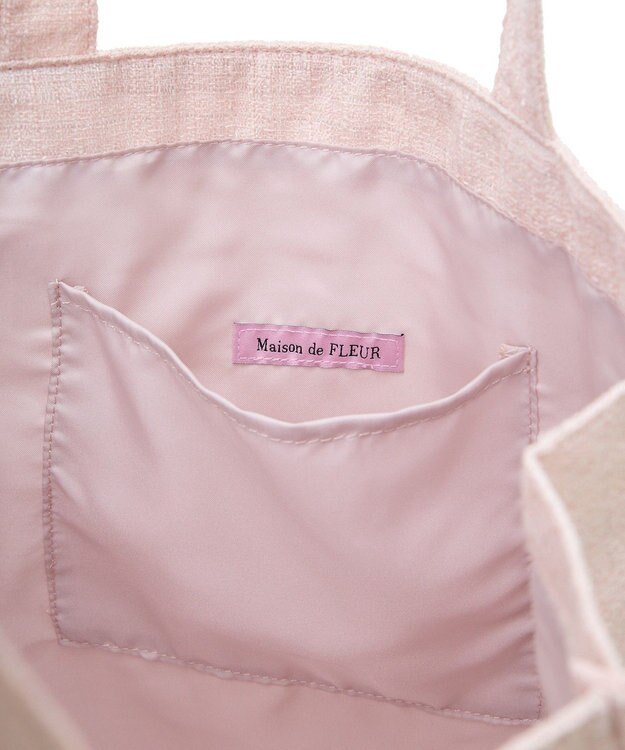 Maison de FLEUR ツイードロゴ刺繍スクエアトートバッグ Pink