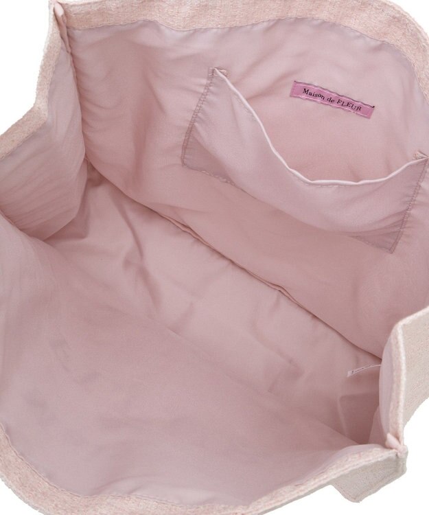 Maison de FLEUR ツイードロゴ刺繍スクエアトートバッグ Pink