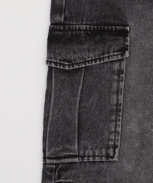 WEGO 【XS～Mサイズ展開/ウエストゴム 】デニムイージーパラシュートカーゴパンツ デニムブラックソノタ