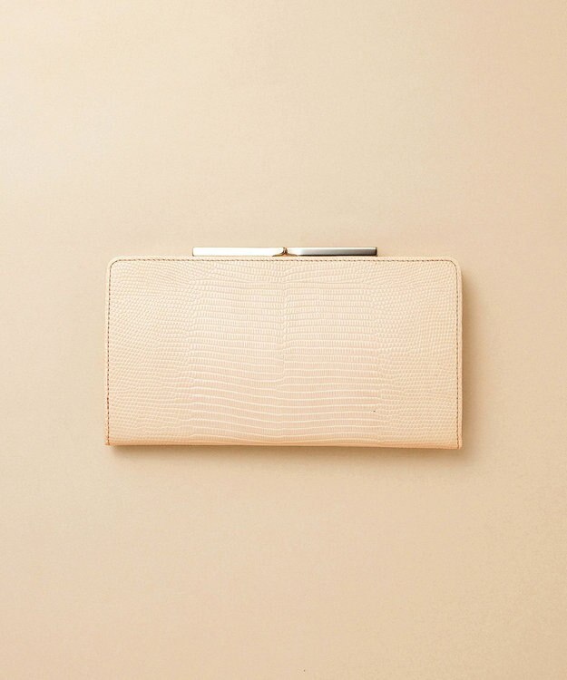 TOPKAPI 【TOPKAPI】イタリアンレザーリザード型押し がま口長財布 LUCIA ルチア ペールベージュ