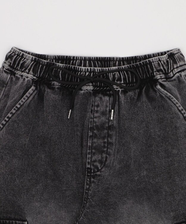 WEGO 【XS～Mサイズ展開/ウエストゴム 】デニムイージーパラシュートカーゴパンツ デニムブラックソノタ