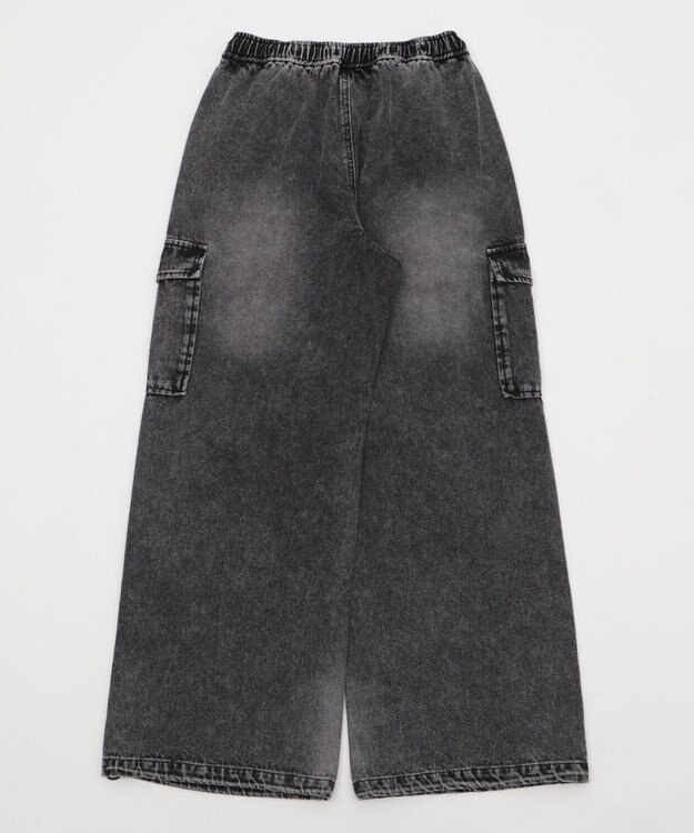 WEGO 【XS～Mサイズ展開/ウエストゴム 】デニムイージーパラシュートカーゴパンツ デニムブラックソノタ