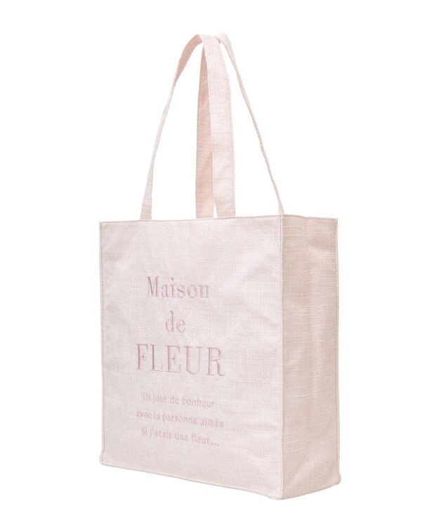 Maison de FLEUR ツイードロゴ刺繍スクエアトートバッグ Pink