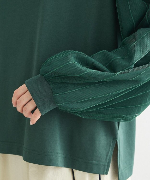 Green Parks 袖チュールドッキングプルオーバー Green