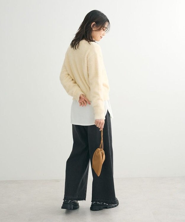 Green Parks シャギーロゴニットプルオーバー Ecru