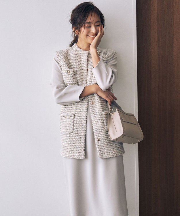 自由区 【セットアップ対応・洗える】トリアセダブルクロス ワンピース ライトグレー系