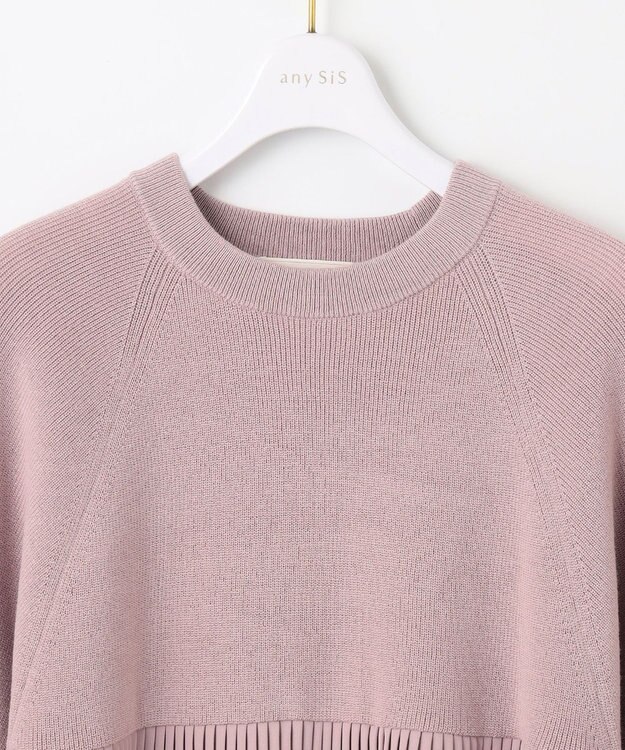 ANY SIS 【洗える】プリーツコンビ ニット ピンク
