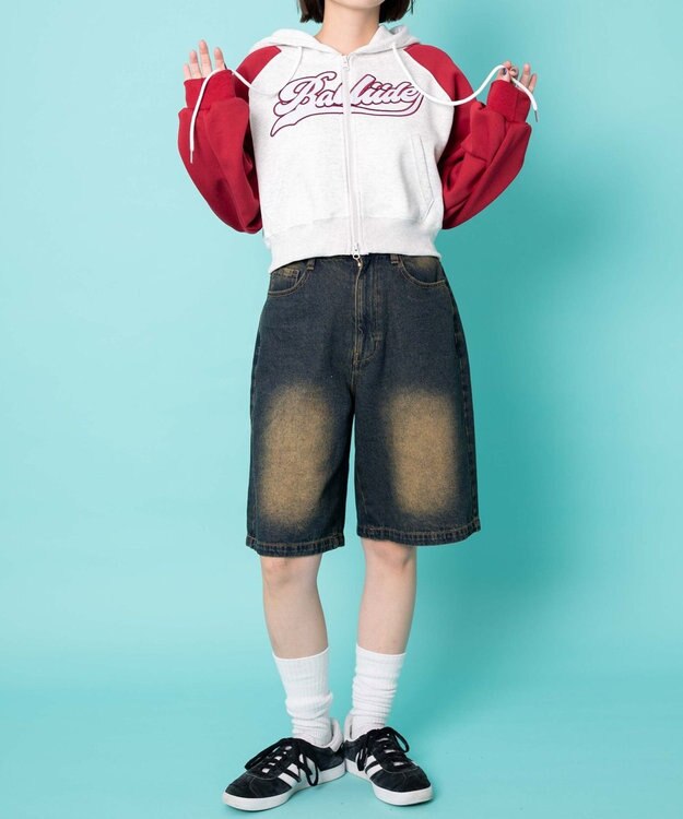 WEGO カレッジロゴラグランジップパーカー レッド