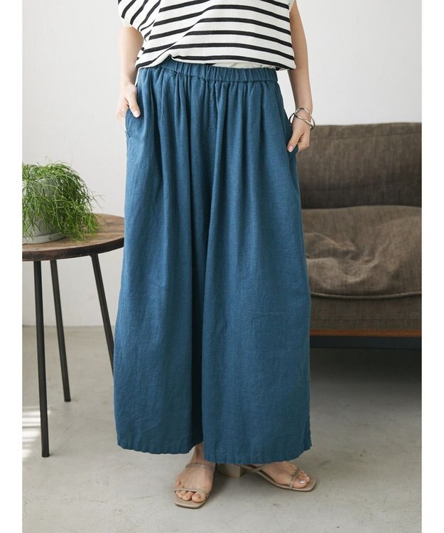 CRAFT STANDARD BOUTIQUE 【キナリノ別注】リネンレーヨンワイドパンツ Navy