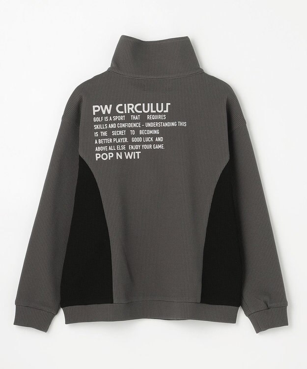PW CIRCULUS 今が旬トップス！【ドライな肌触り / UV遮蔽率98.9% UVカット / ストレッチ】【WOMEN】ワッフルハーフジップ  ゴルフウェア レディース グレー系
