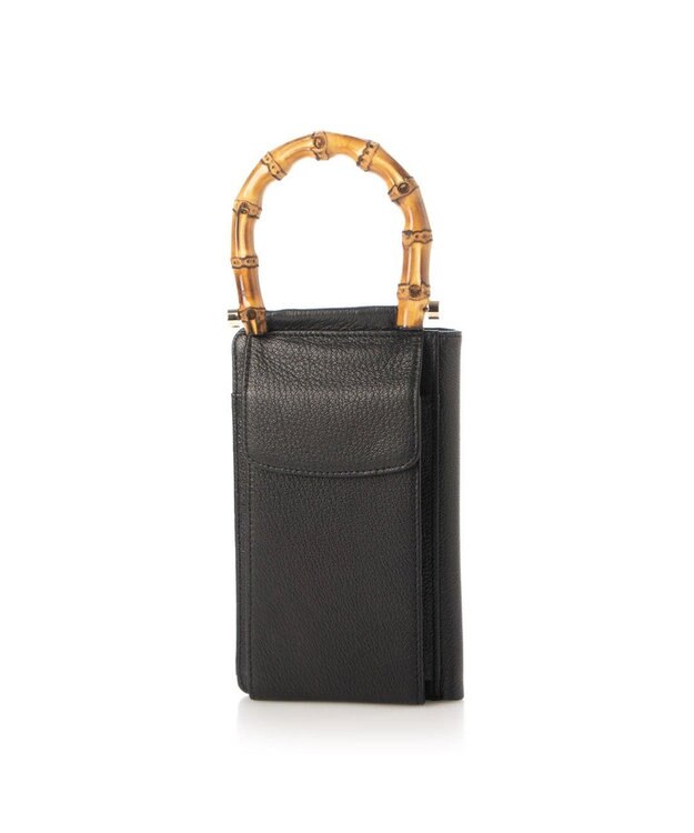 UNBILLION perche バンブーハンドルゴートモバイルウォレットショルダー ブラック