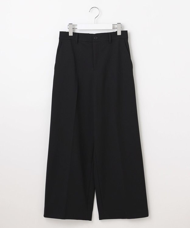 自由区 S 【撥水加工・洗える】TRギャバ裏起毛ワイド パンツ ブラック