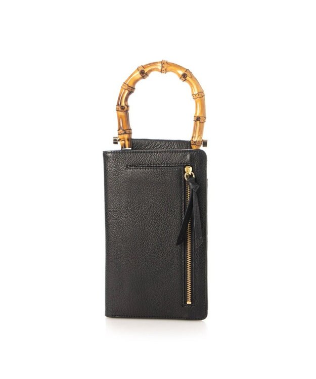 UNBILLION perche バンブーハンドルゴートモバイルウォレットショルダー ブラック
