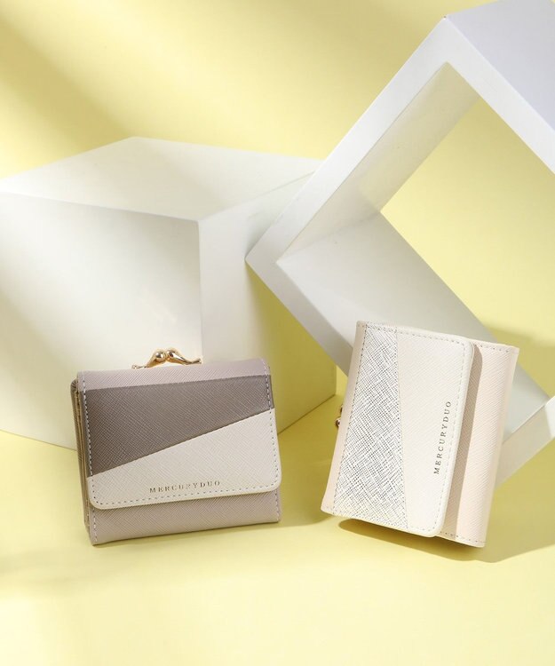 style code 【MERCURYDUO/マーキュリーデュオ】ダイアナ　トリコカラー口金ミニ財布 グレージュ