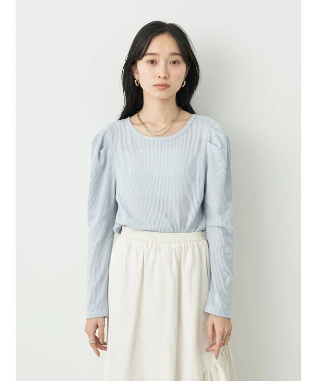 earth music&ecology パフスリーブクレープリブインナー Sax