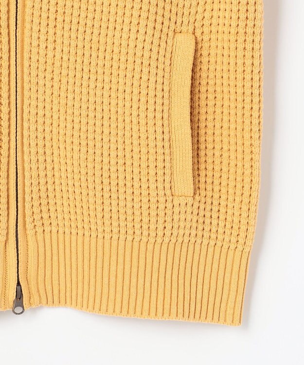 JOSEPH ABBOUD 【キングサイズ・3シーズン活躍する綿ブレンド】コットンアクリルバルキー ジップニット ブルゾン ライトオレンジ系