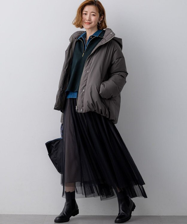 23区 S 【WEB&一部店舗限定】ステッチレス フーデット ダウン チャコールグレー系