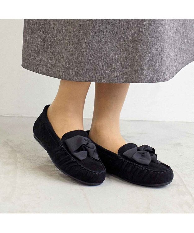 Riz raffinee <Riz raffinee>グログランリボンモカシン ブラックスエード