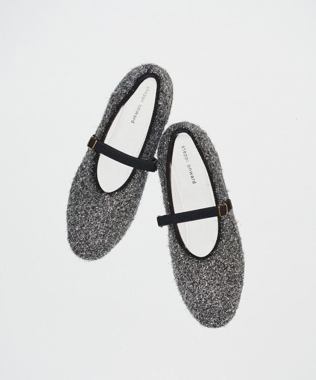 steppi 【VERY掲載 / 洗える / 撥水】ラウンドファー パンプス ブラックラメ