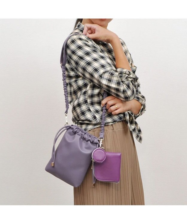 UNBILLION cachecache バンジーコード巾着スマホショルダー パープル