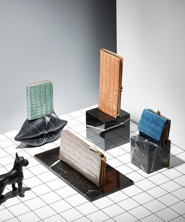 TOPKAPI 【TOPKAPI】エナメルクロコ型押し・がま口長財布 COCCO VERNICE コッコ ベルニーチェ ピンクグレー