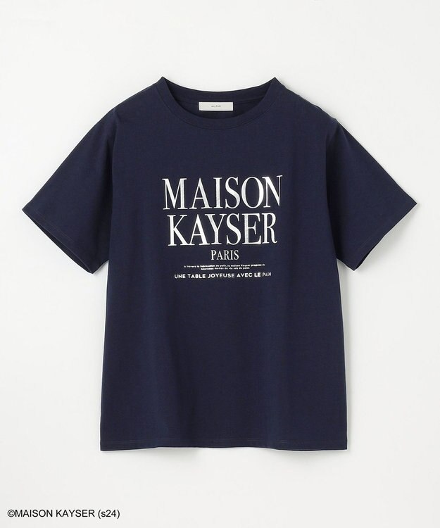 ANY 【MAISON KAYSERコラボ】箔プリントロゴ半袖Tシャツ ネイビー×シルバー