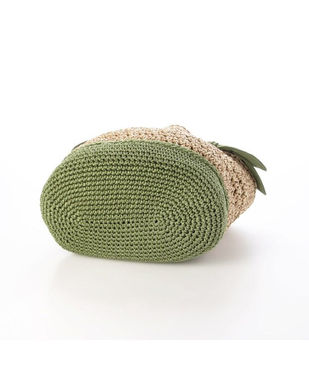 UNBILLION カシュカシュ cachecache / 下がりリボン切替編みトート グリーン