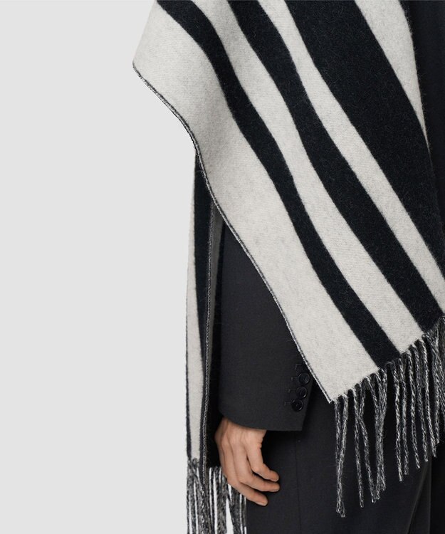 JOSEPH ウーヴンスカーフ　ストライプ Ivory/Black