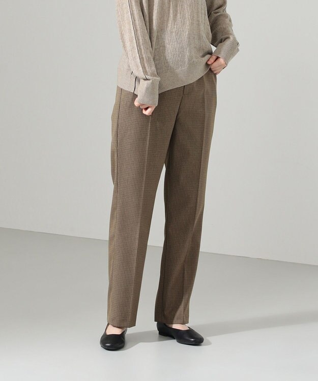 SHARE PARK LADIES 【洗える】TRストレートパンツ ブラウンチェック