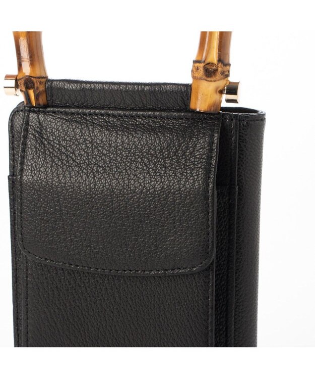 UNBILLION perche バンブーハンドルゴートモバイルウォレットショルダー ブラック