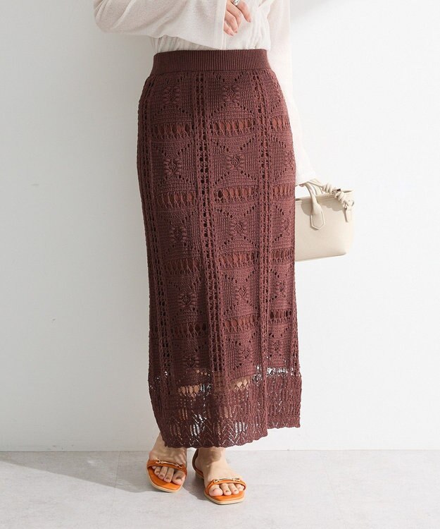 Green Parks クロシェニットスカート Brown