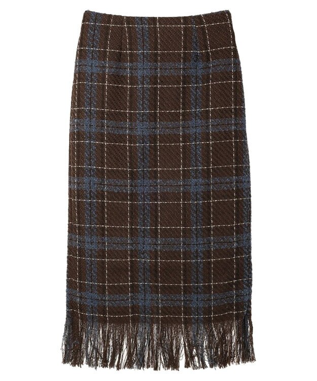 Green Parks ・ＳＵＧＡＲ　ＳＰＯＯＮ　チェックフリンジスカート Mocha