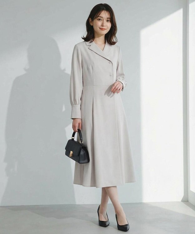 ANY SIS 【洗える】テーラード ワンピース ライトグレー