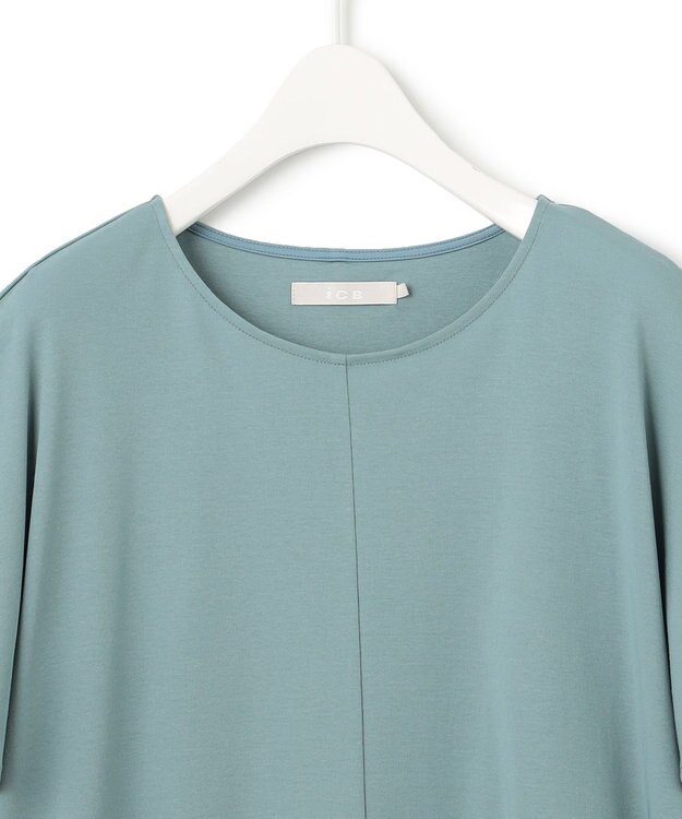 ICB 【接触冷感・UVケア・洗える】 ハイツイストスムース ケープデザインカットソー カデットブルー系