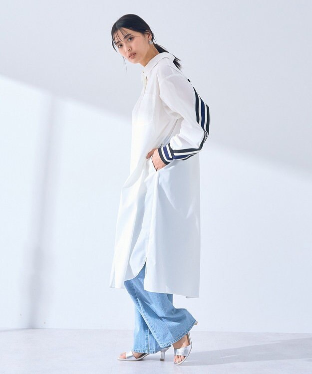 YECCA VECCA リブMIXシャツワンピース Off White
