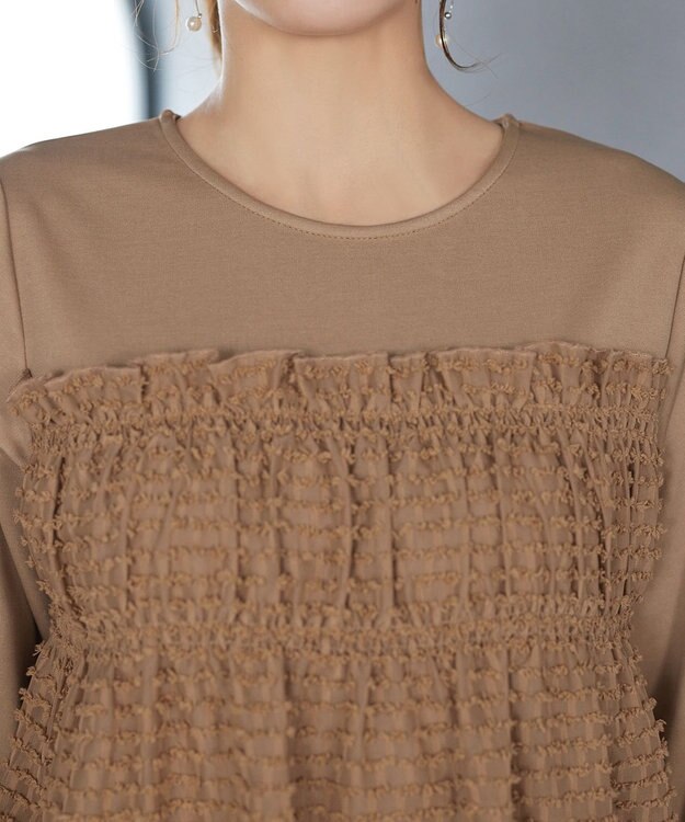 Tiaclasse ポンチ×ジャガードドッキングチュニック キャメル