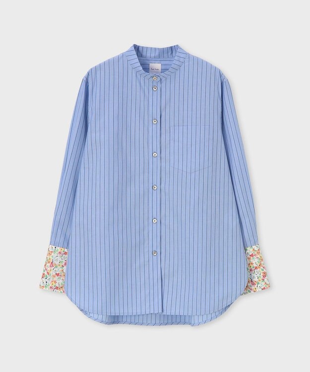 Paul Smith Garden Floral スタンドカラー 長袖シャツ ライトブルー