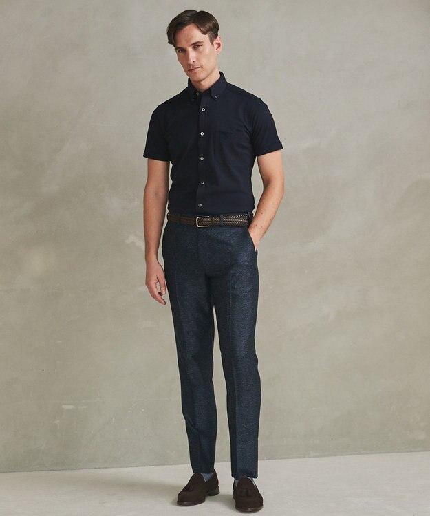 GOTAIRIKU 新素材セットアップ【通気性抜群/洗える/シワになりにくい】カラミプリントストレッチセットアップ パンツ ネイビー系8